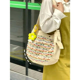 Summer Striped Canvas Tote Bag for Women