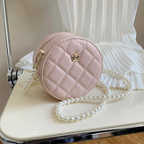 Round Small PU Leather Crossbody Bags for Women Ladies Handbags and Purse