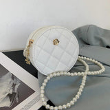 Round Small PU Leather Crossbody Bags for Women Ladies Handbags and Purse