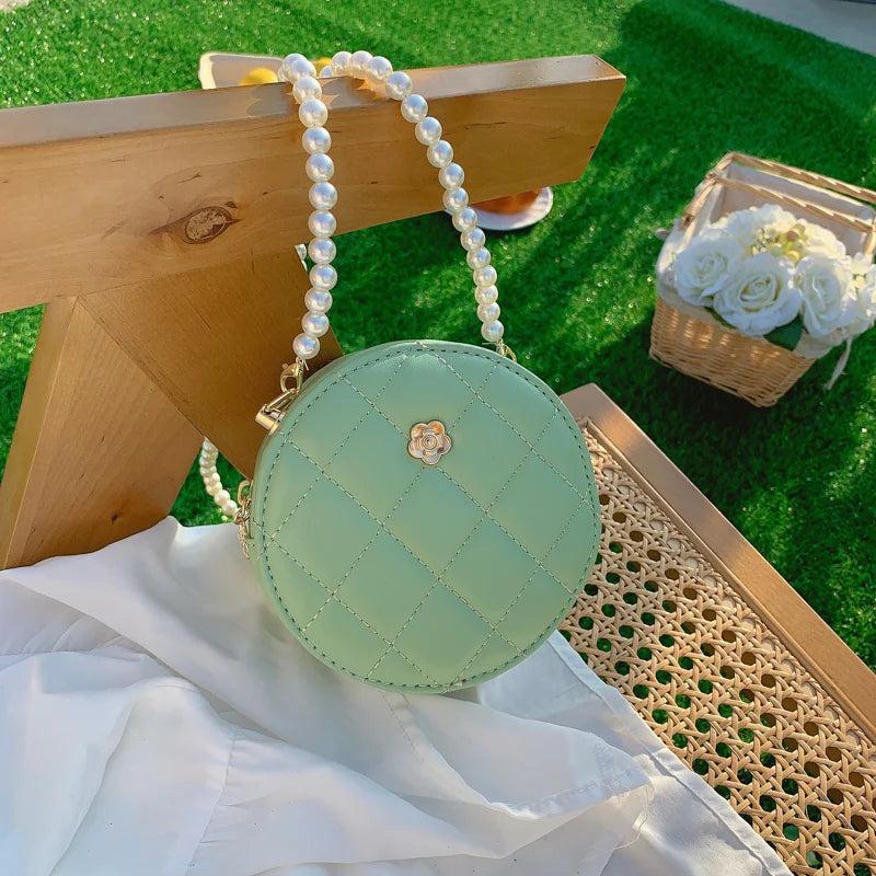 Round Small PU Leather Crossbody Bags for Women Ladies Handbags and Purse