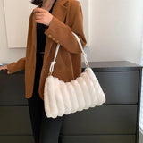 Women Plush Shoulder Bags Winter Faux Fur Handbag Large Capacity