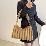 Women Plush Shoulder Bags Winter Faux Fur Handbag Large Capacity