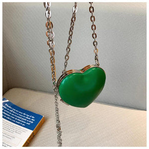 Women Loving Heart Chain Purse Clutch Bag