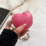Women Loving Heart Chain Purse Clutch Bag