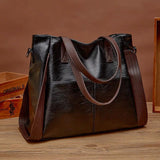 Soft Leather Antique Handbag Shoulder Bag Women Large Capacity Tote Bucket Bag