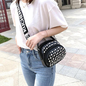 Mini Shoulder Bag Women Soft PU Leather Tote Handbags Rivet Crossbody Messenger