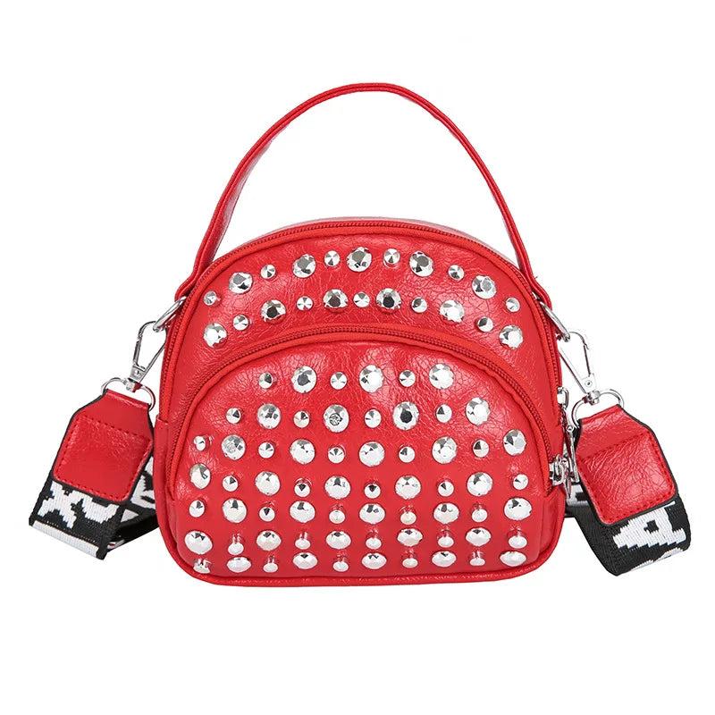 Mini Shoulder Bag Women Soft PU Leather Tote Handbags Rivet Crossbody Messenger