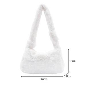 Plush Shoulder Bag for Women Soft Warm Fur Handbag Underarm Bag