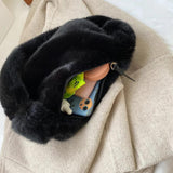 Plush Shoulder Bag for Women Soft Warm Fur Handbag Underarm Bag