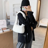Plush Shoulder Bag for Women Soft Warm Fur Handbag Underarm Bag