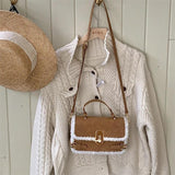 Plush Top-handle Bag Vintage Shoulder Messenger Casual Tote Purse