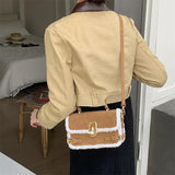 Plush Top-handle Bag Vintage Shoulder Messenger Casual Tote Purse