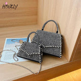 Small Tote Bag PU Leather Women Purses Handbag Chain Shoulder Bag
