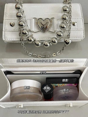 Crocodile Pattern Women Shoulder Bag Vintage Bead Chain