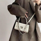 Crocodile Pattern Women Shoulder Bag Vintage Bead Chain