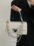 Crocodile Pattern Women Shoulder Bag Vintage Bead Chain