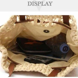 Beach Bag Cross-Body Crochet Straw Hand Woven Women
