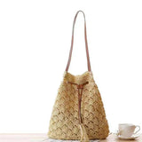 Beach Bag Cross-Body Crochet Straw Hand Woven Women