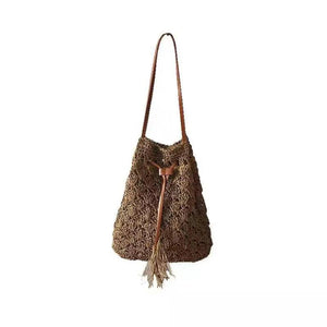 Beach Bag Cross-Body Crochet Straw Hand Woven Women