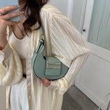 Solid Metal Buckle Shoulder Bag Foreign Casual Texture Handbag