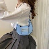 Solid Metal Buckle Shoulder Bag Foreign Casual Texture Handbag