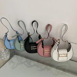 Solid Metal Buckle Shoulder Bag Foreign Casual Texture Handbag