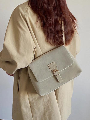 Matte Leather Shoulder Messenger Bag College Style Girls Student Crossbody Bag