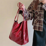Large-Capacity Tote Shoulder Bag Soft Leather Double Shoulder Strap