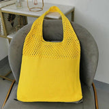 Retro Hollow Knit Single Shoulder Bag Female Vest Bag Wool Bag