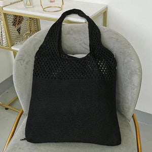 Retro Hollow Knit Single Shoulder Bag Female Vest Bag Wool Bag