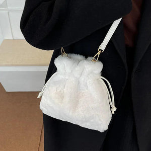 Faux Fur Mini Bucket Handbag Winter Crossbody Bag