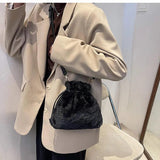 Faux Fur Mini Bucket Handbag Winter Crossbody Bag