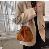 Faux Fur Mini Bucket Handbag Winter Crossbody Bag