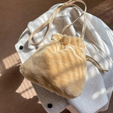 Faux Fur Mini Bucket Handbag Winter Crossbody Bag