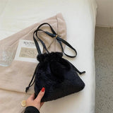 Faux Fur Mini Bucket Handbag Winter Crossbody Bag