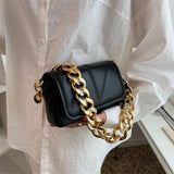 Vintage Leather Shoulder Bag Woman Chain Small Handbag