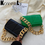 Vintage Leather Shoulder Bag Woman Chain Small Handbag