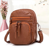 QiaoSanSan Women's Handbag Soft Leather Feeling One-shoulder Retro Multi-layer L