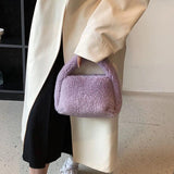Autumn Winter Candy Velvet Plush Dumpling Bag Lambswool Handbag
