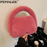 Autumn Winter Candy Velvet Plush Dumpling Bag Lambswool Handbag