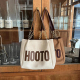 Matte Leather Women's Tote Shoulder Bags Letter Girls Student Commuter Book Bag