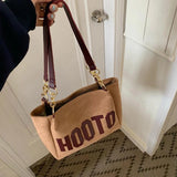 Matte Leather Women's Tote Shoulder Bags Letter Girls Student Commuter Book Bag