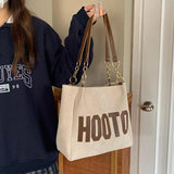 Matte Leather Women's Tote Shoulder Bags Letter Girls Student Commuter Book Bag