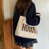 Matte Leather Women's Tote Shoulder Bags Letter Girls Student Commuter Book Bag