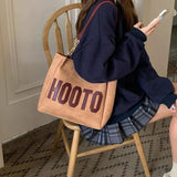 Matte Leather Women's Tote Shoulder Bags Letter Girls Student Commuter Book Bag