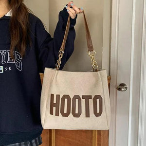 Matte Leather Women's Tote Shoulder Bags Letter Girls Student Commuter Book Bag