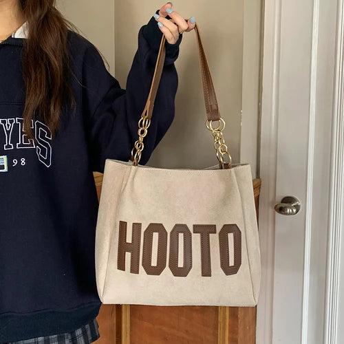Matte Leather Women's Tote Shoulder Bags Letter Girls Student Commuter Book Bag
