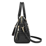 Crocodile Pattern Handbag Women PU Leather Tassel Shoulder Bag Lady Purse