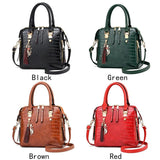 Crocodile Pattern Handbag Women PU Leather Tassel Shoulder Bag Lady Purse