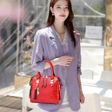 Crocodile Pattern Handbag Women PU Leather Tassel Shoulder Bag Lady Purse